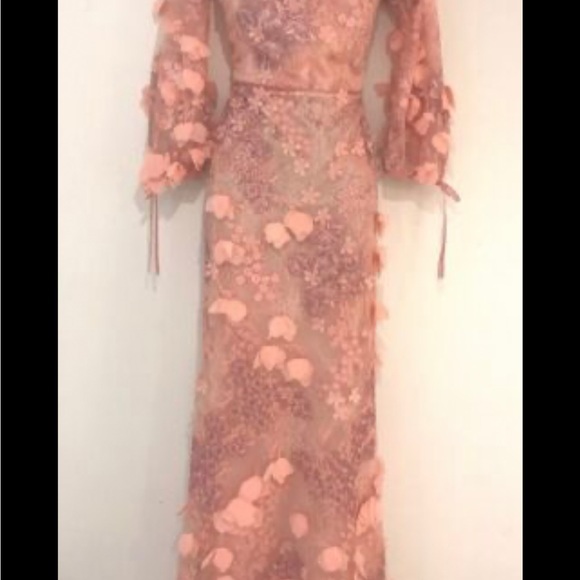 Marchesa Norte Pink 3D flower gown size 16 - Picture 7 of 7